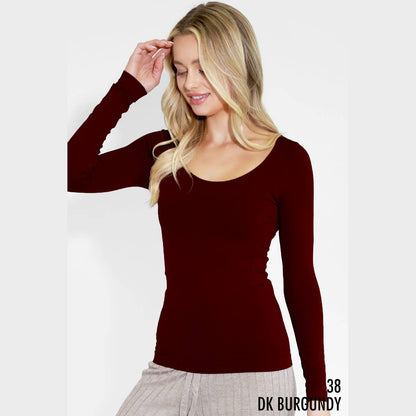 Long Sleeve Scoop Neck Top
