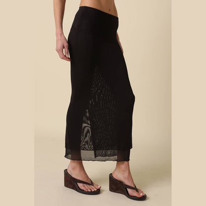 Lia Sheer Hem Maxi Skirt - The Feral Market