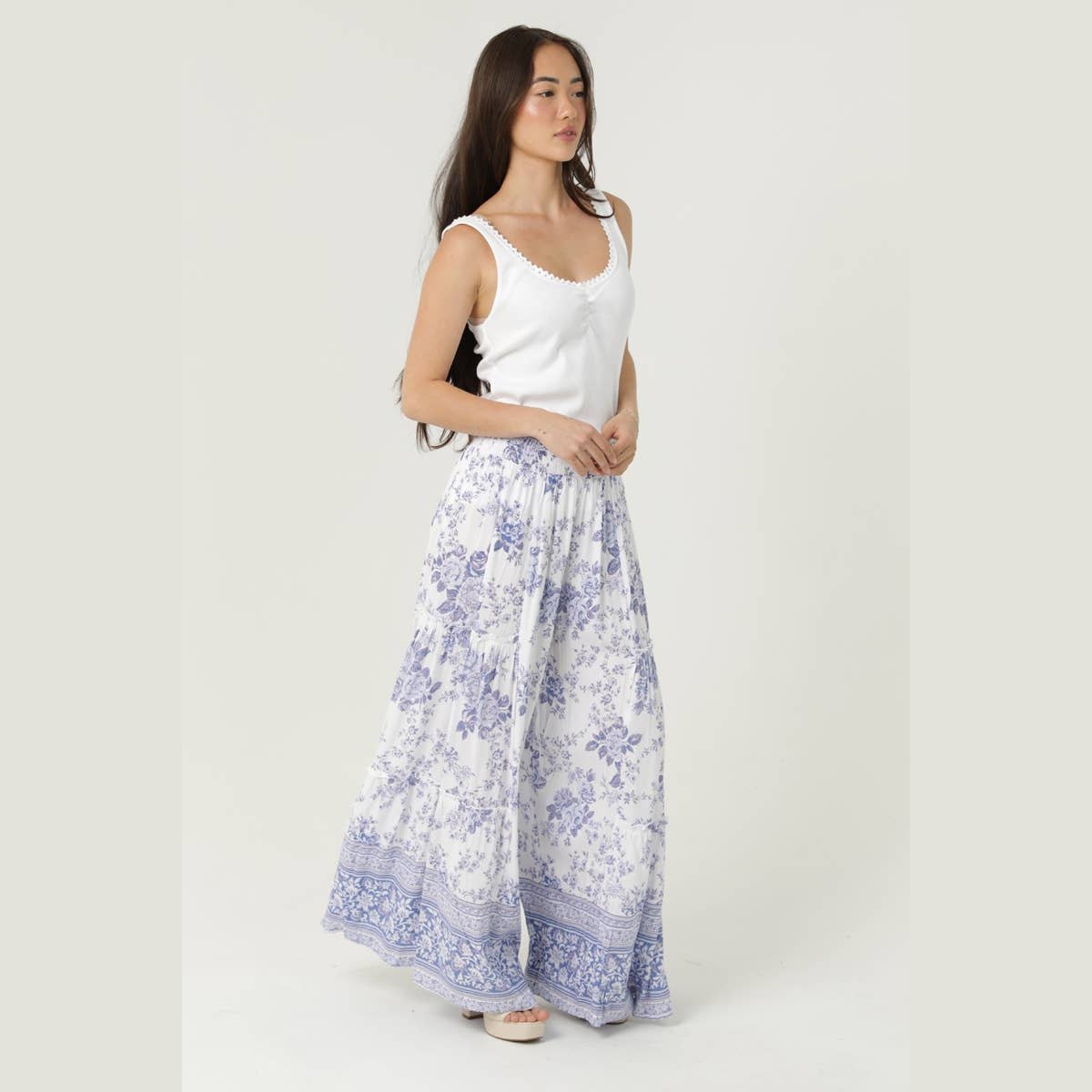 FLORAL PRINT WIDE LEG TIERED PANTS - The Feral Market