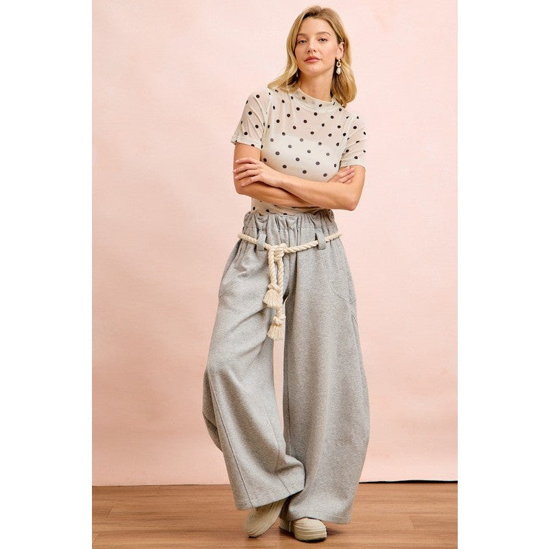 French Terry Gathered Waist Barrel Leg Sweatpants