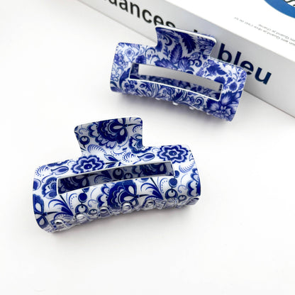 Blue and White Porcelain Pattern Hair Claw Clip - The Feral Market