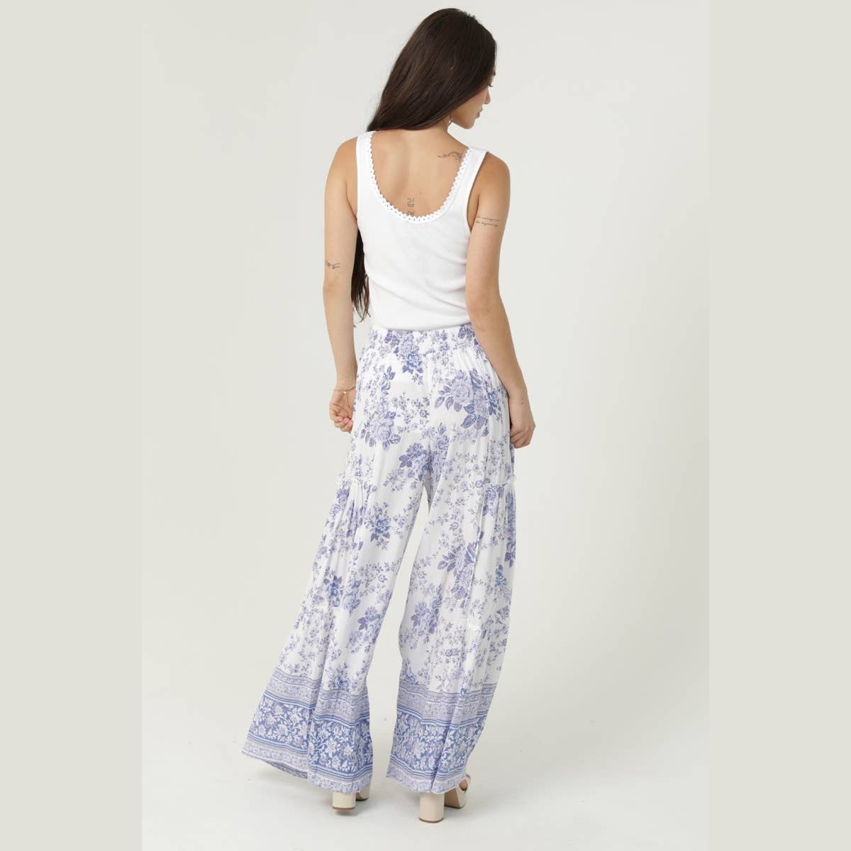 FLORAL PRINT WIDE LEG TIERED PANTS - The Feral Market