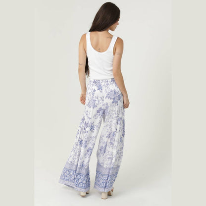 FLORAL PRINT WIDE LEG TIERED PANTS - The Feral Market