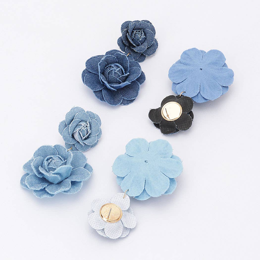Denim Flower Earring