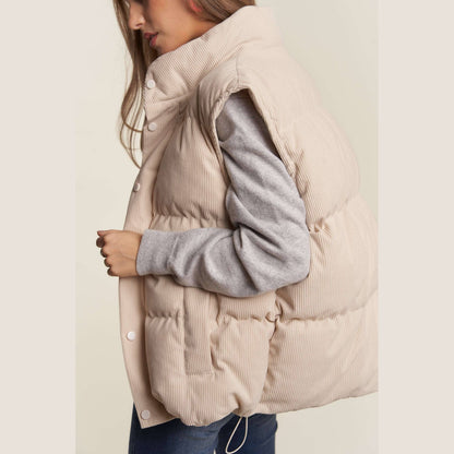 Button Down Courdoroy Puff Vest