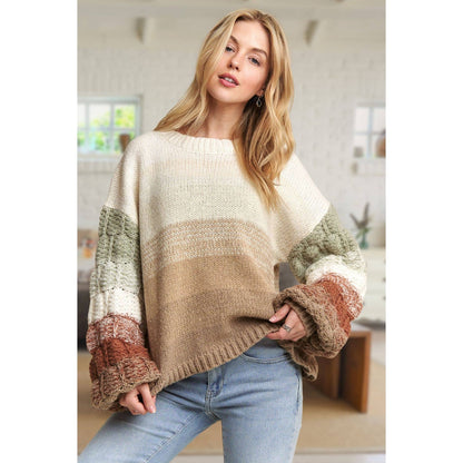 Rainbow Puff Sleeve Sweater