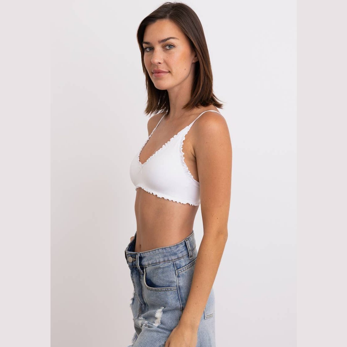 Seamless Lettuce Edge Bow Tie Triangle Bralette