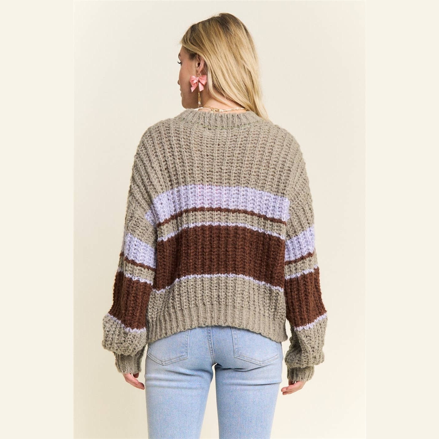 Horizontal Striped Crew Neck Sweater