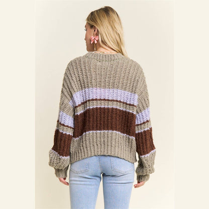 Horizontal Striped Crew Neck Sweater
