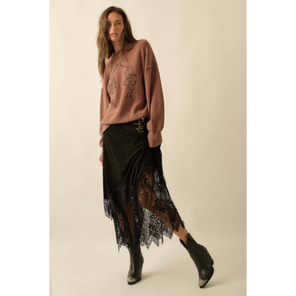 Embroidered Tigers Solid Knit Exposed-Seam Sweater - The Feral Market