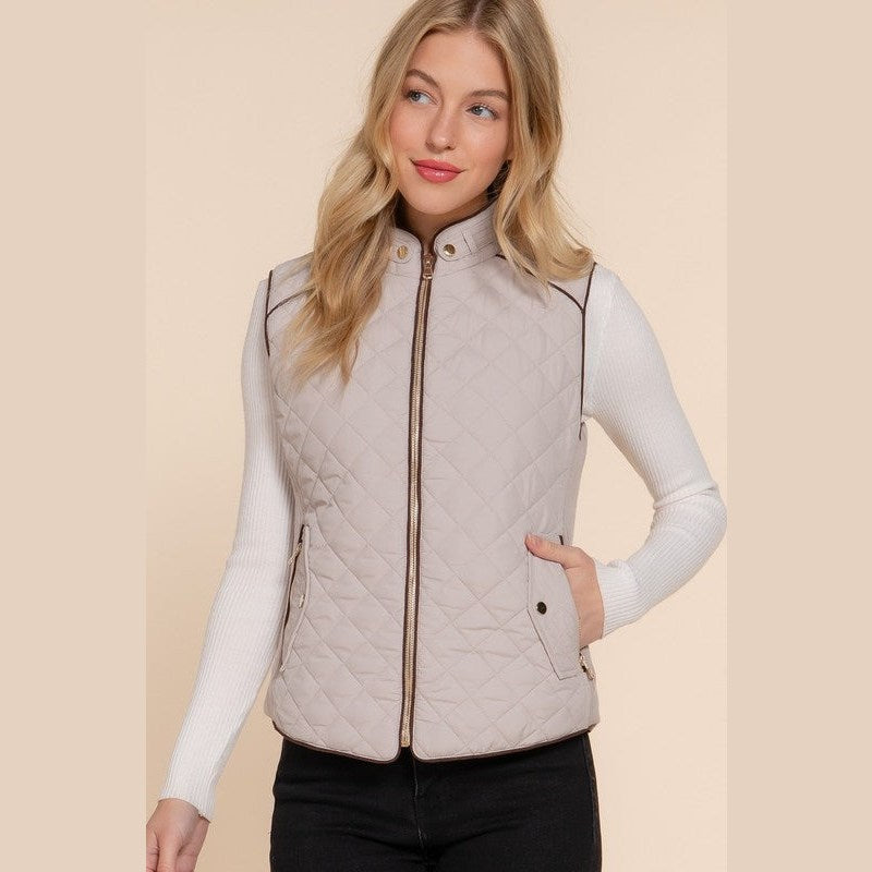 Rib Quilted Padded Vest