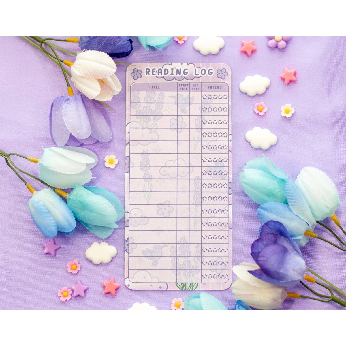 Lavender Dreams Reading Log Bookmark