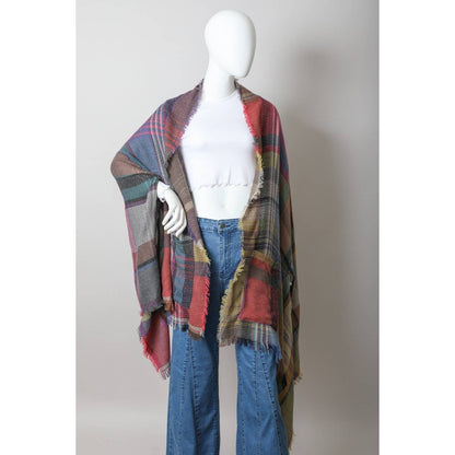 Multicolor Plaid Pocket Ruana