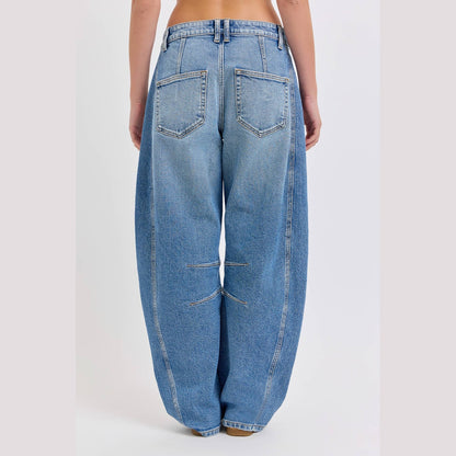 Barrel Leg Mid Waisted with Long Inseam