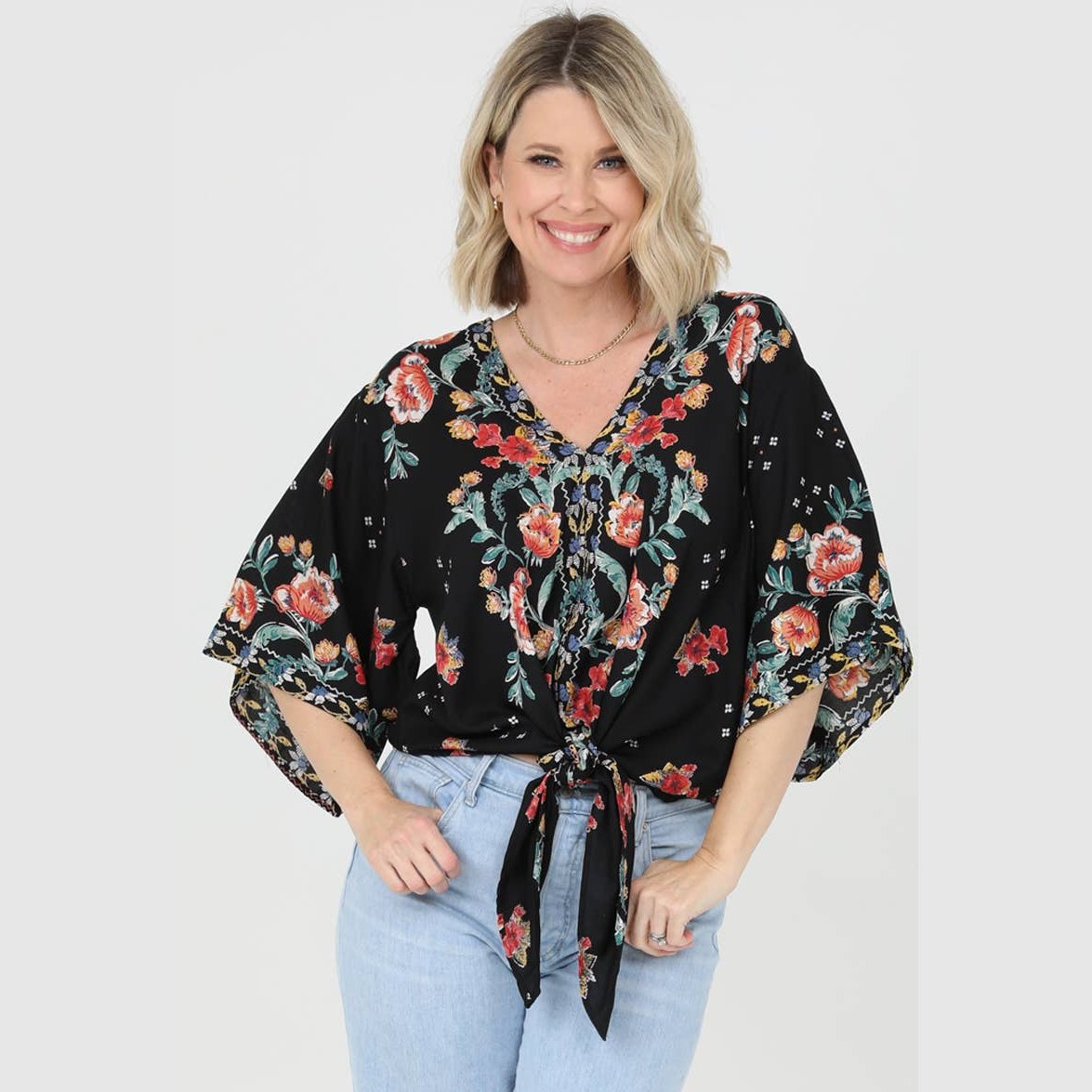 Floral Tie Up Blouse