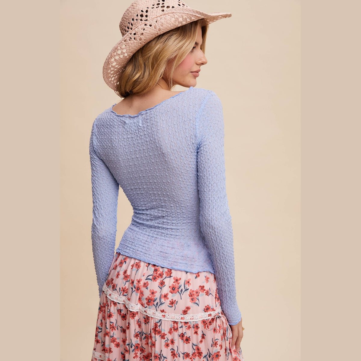 Textured Stretch Long-Sleeve Layering Top - The Feral Market