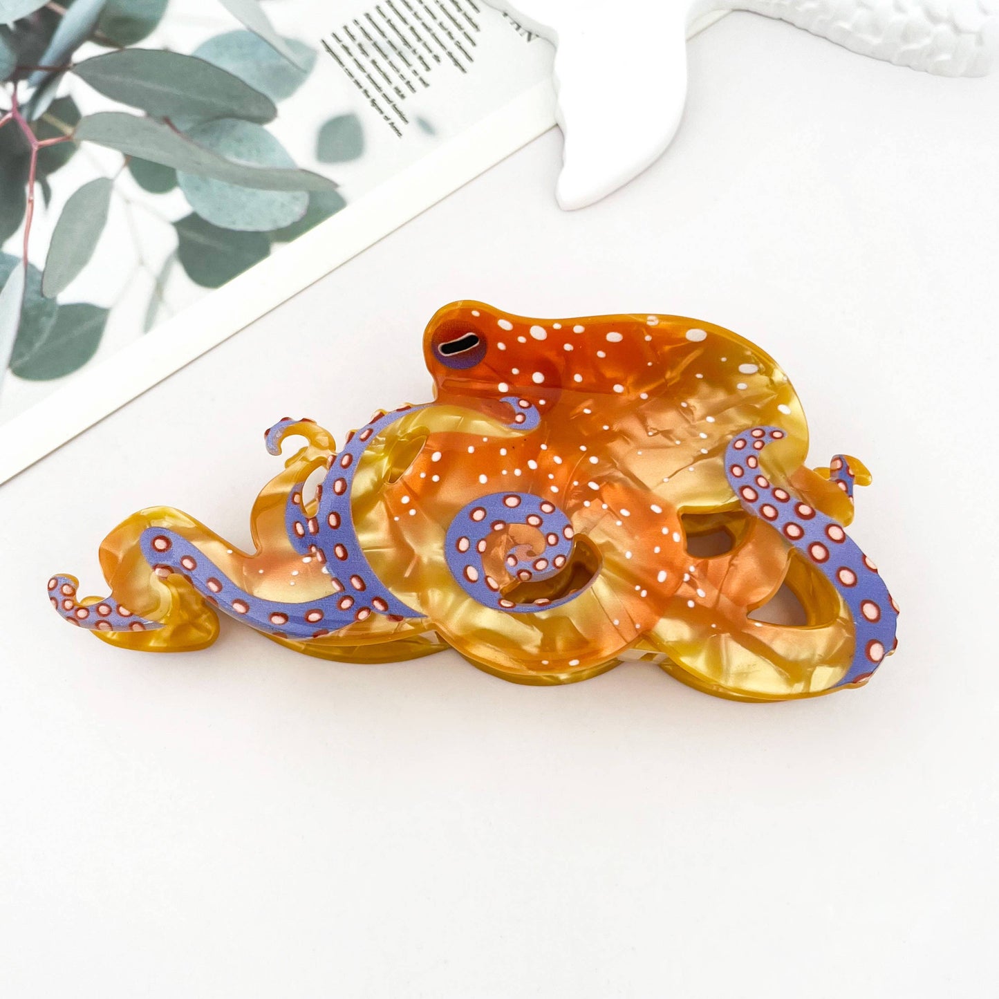 Blue Ring Octopus Hair Claw Clip, Ocean-Inspired Hair Clip - The Feral Market