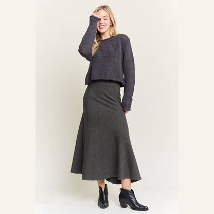 Vertical Seams Midi Skirt