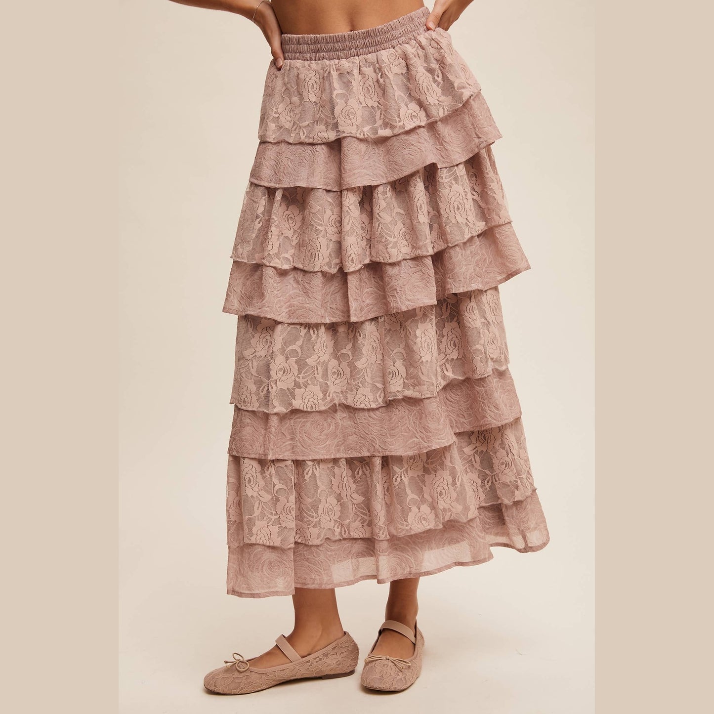 Lace Tiered Maxi Skirt