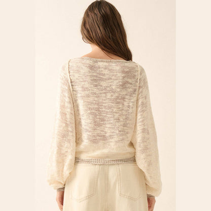 Burnout Knit Dolman-Sleeve Sweater