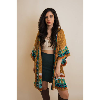 Southwestern Kachina Print Knit Cardigan