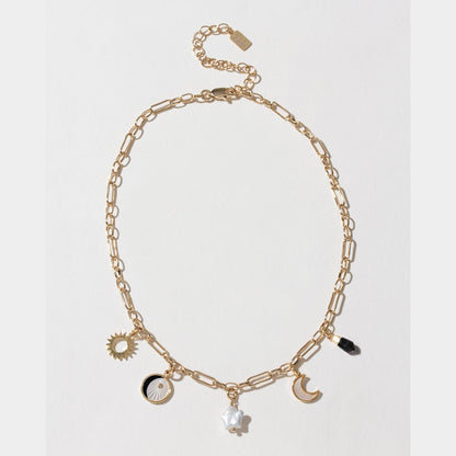 Onyx & Moonlight Charm Necklace
