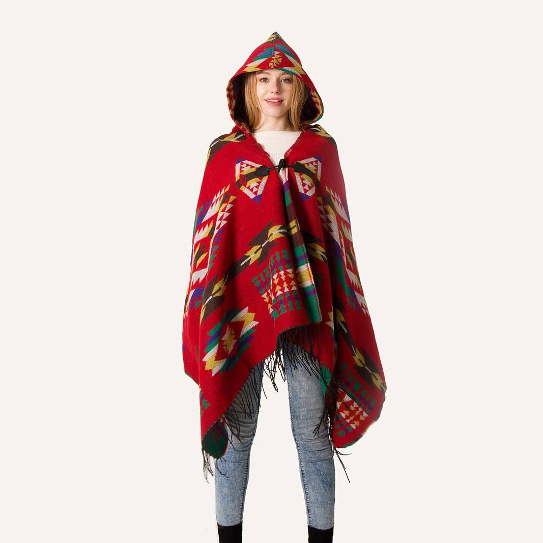 Aztec Print Hooded Wrap