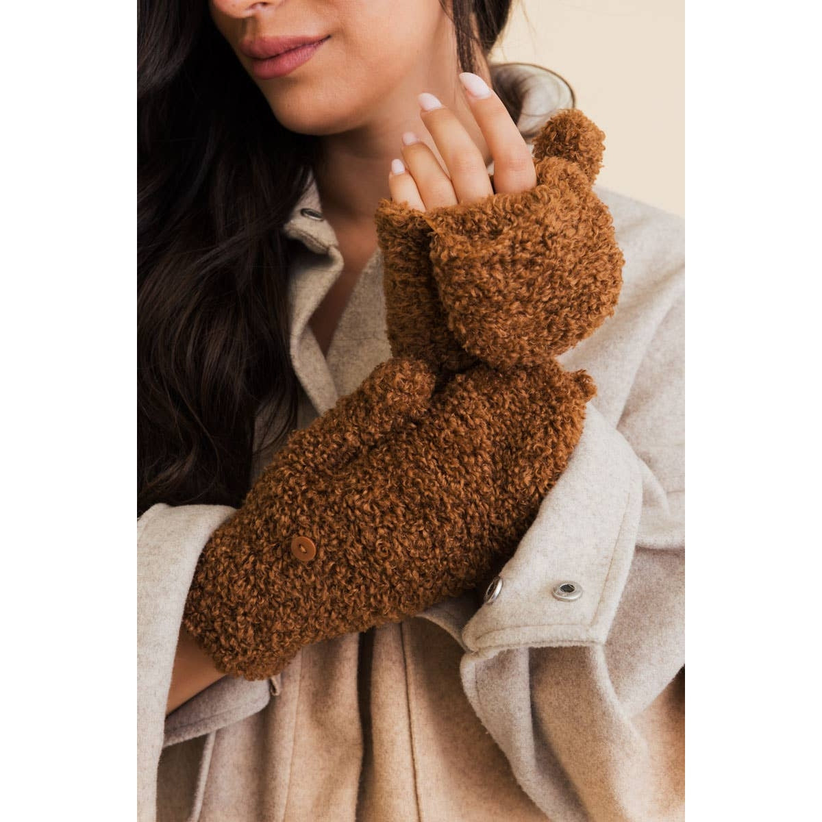 Winter Mittens - Foldable Texting Gloves with Sherpa Fleece