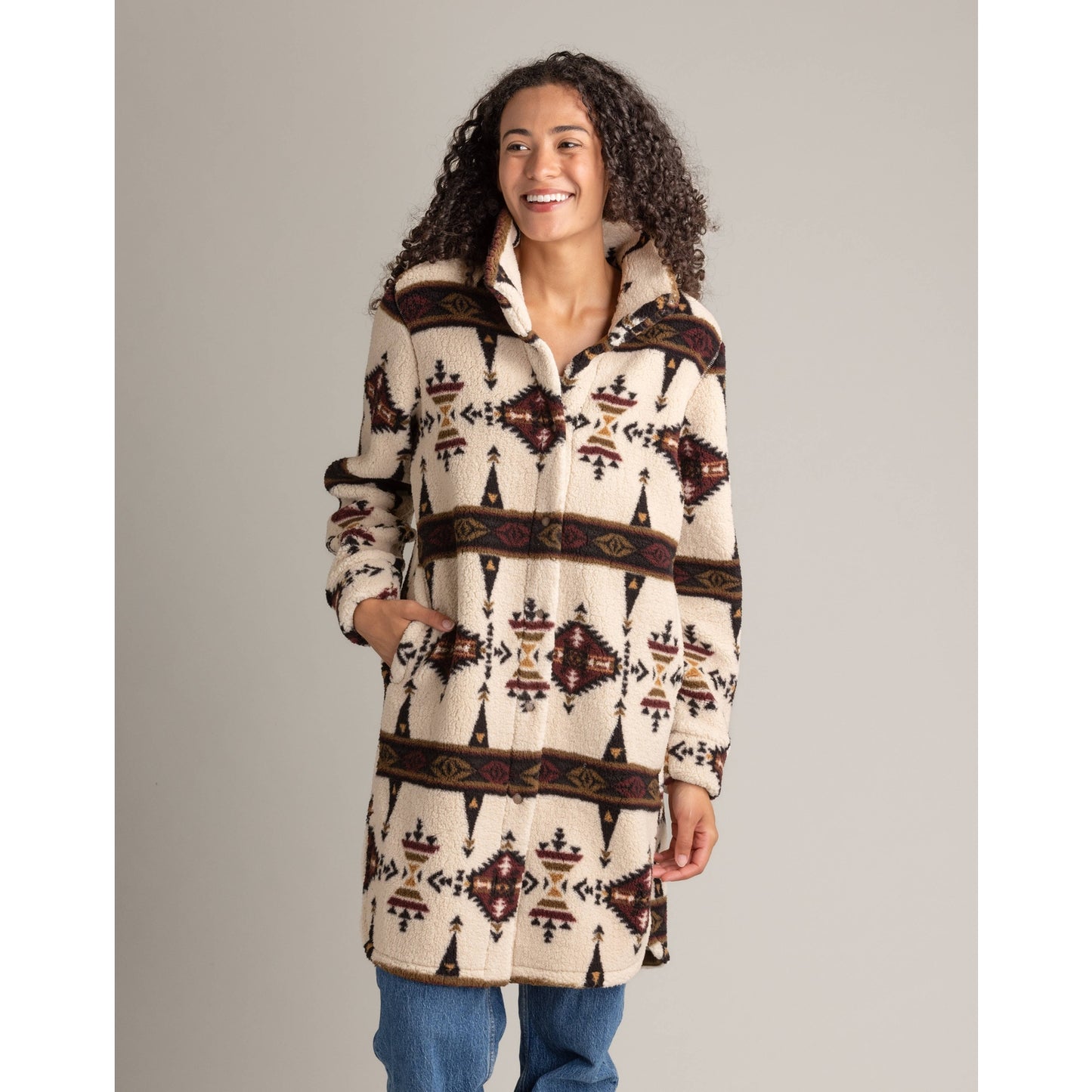 Women's Ainsley Long Sherpa Button Coat