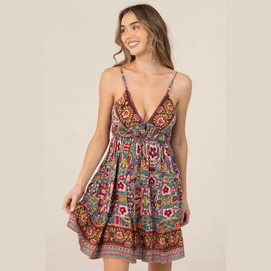 V NECK OPEN TIE BACK SUNDRESS - The Feral Market