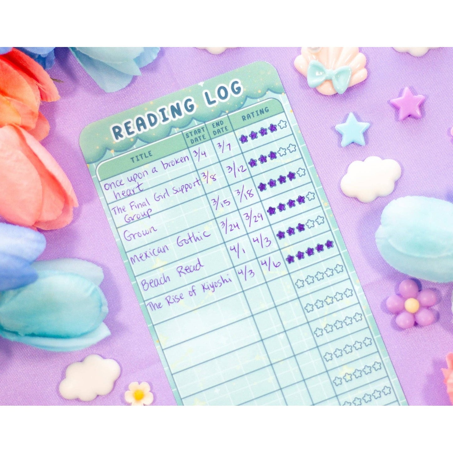 Botanical Bliss Reading Log Bookmark