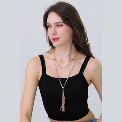 Starlit Harmony Layered Tassel Necklace