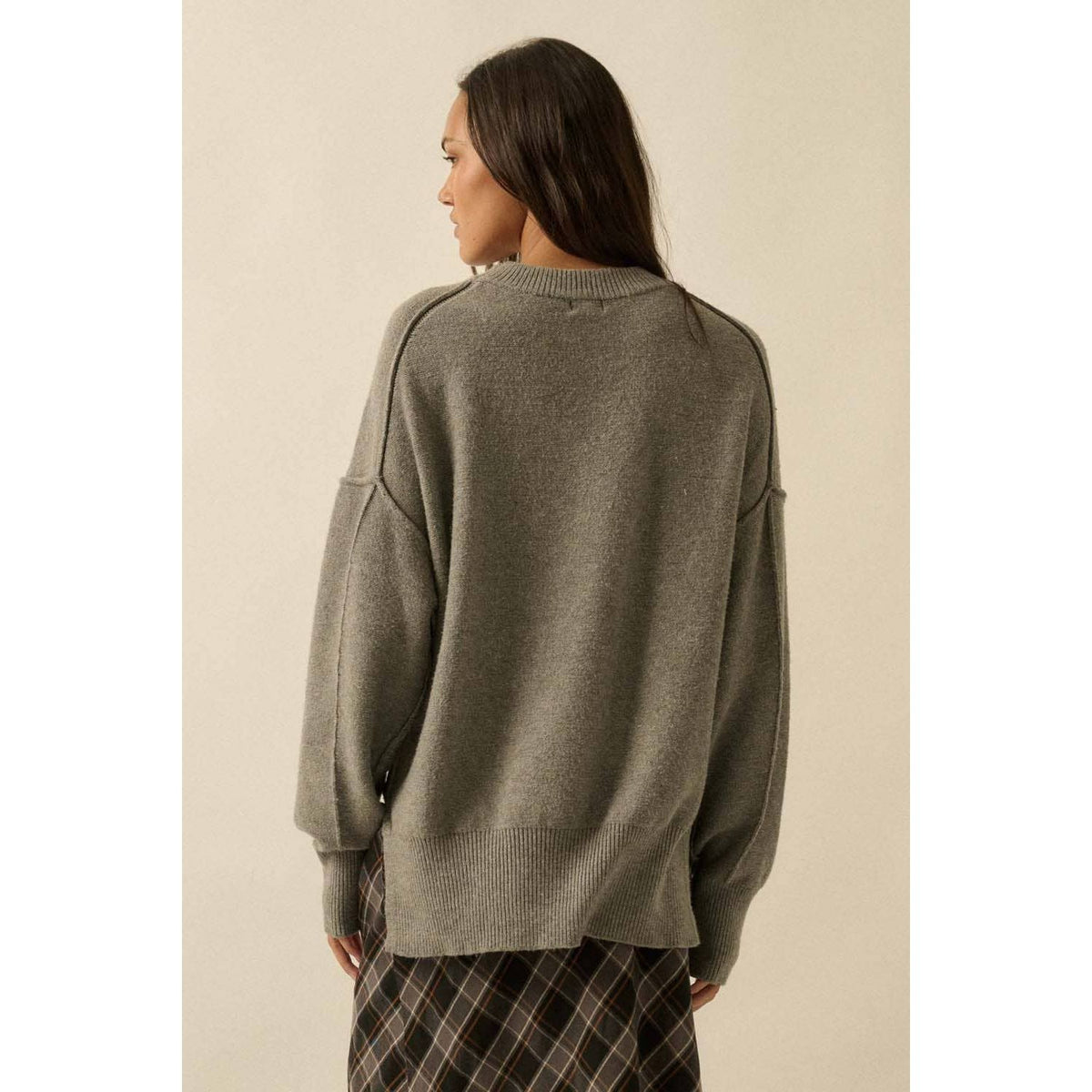 Embroidered Tigers Solid Knit Exposed-Seam Sweater - The Feral Market