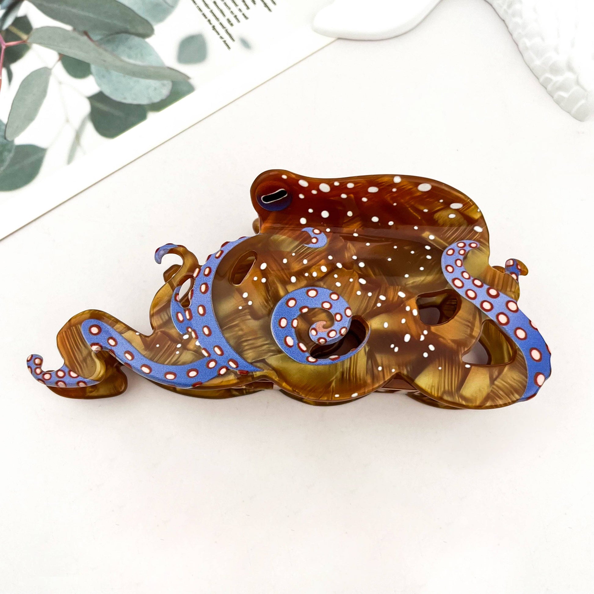 Blue Ring Octopus Hair Claw Clip, Ocean-Inspired Hair Clip - The Feral Market