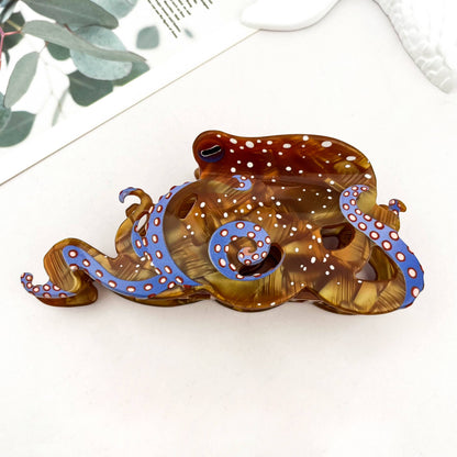 Blue Ring Octopus Hair Claw Clip, Ocean-Inspired Hair Clip - The Feral Market