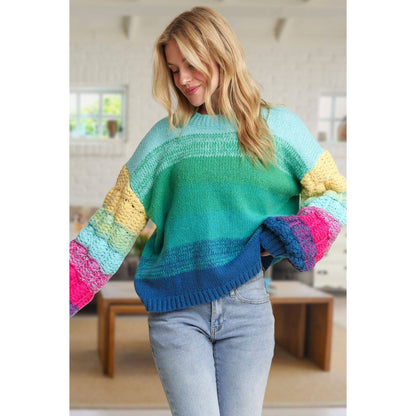 Rainbow Puff Sleeve Sweater