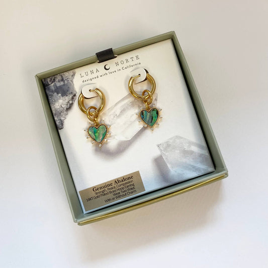 Dolce Cuore Charm Huggie Hoop Earring - Abalone