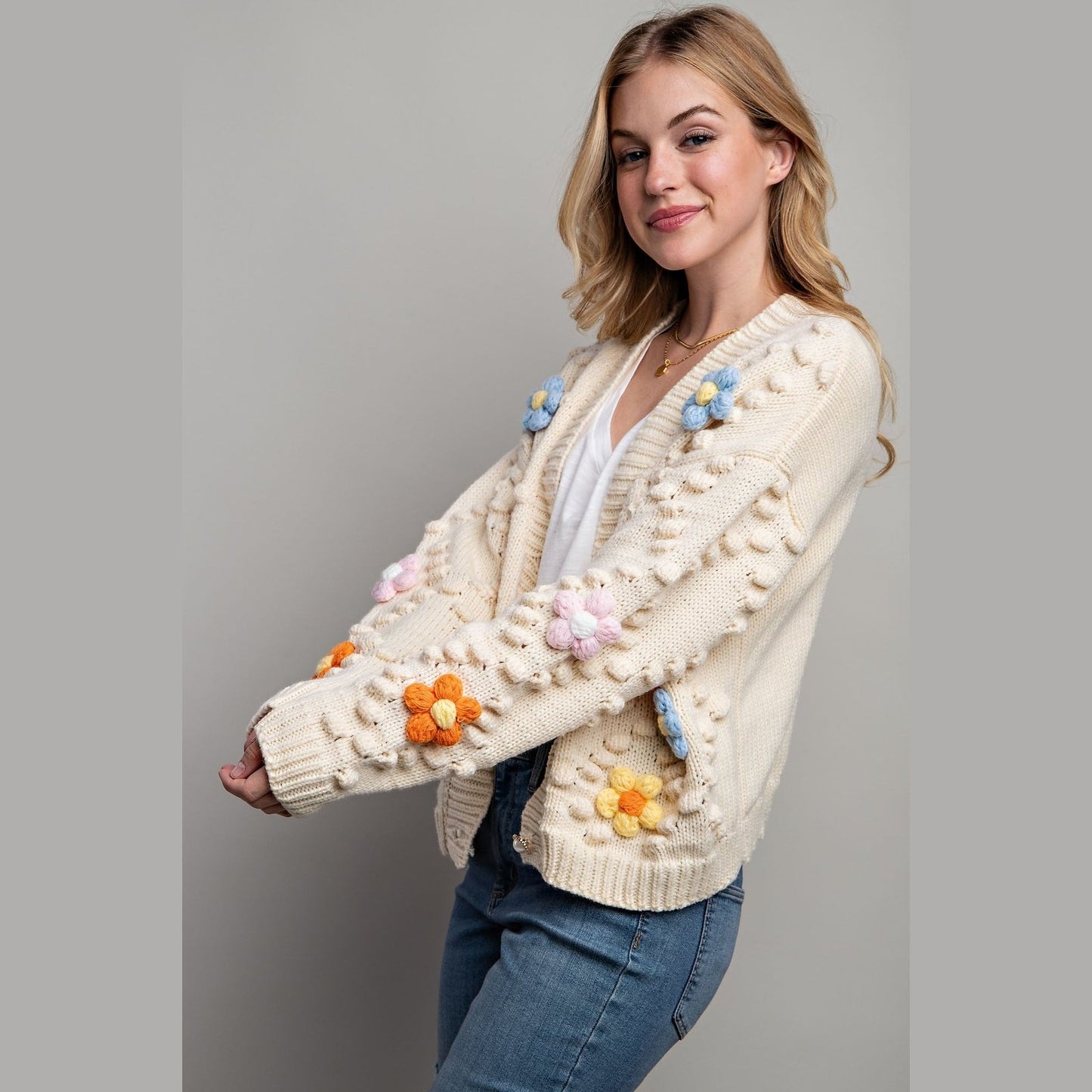 Penelope 3D Flower Sweater Cardigan