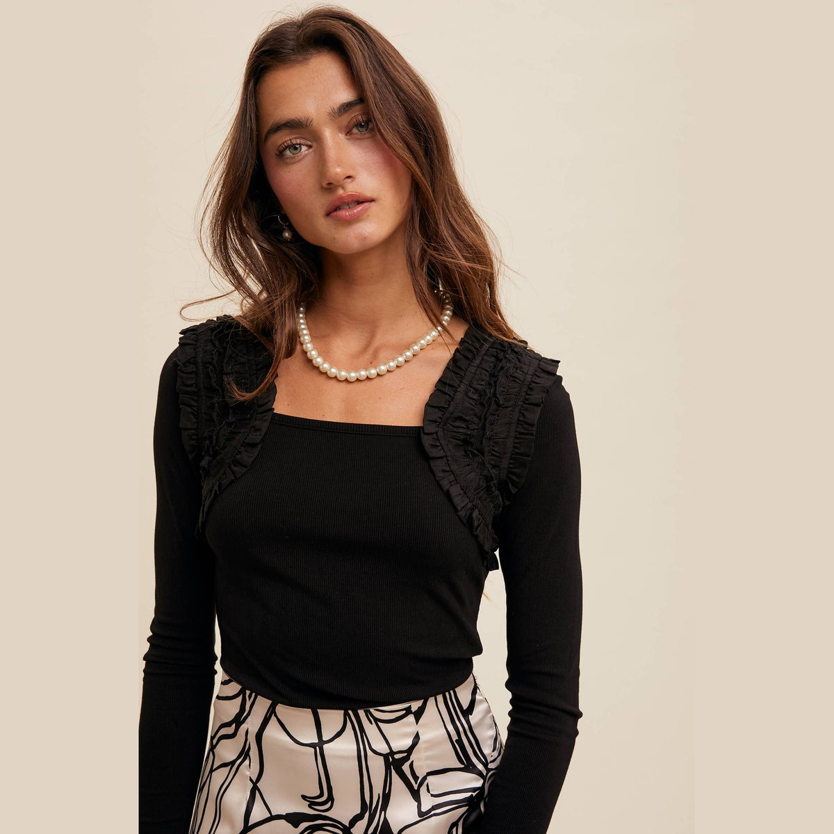 Square Neck Ruffle Accent Top - The Feral Market