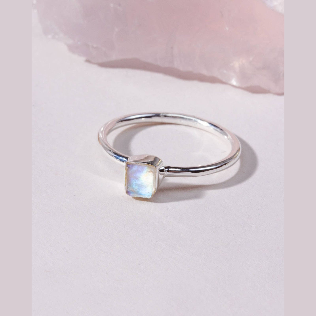 Sterling Silver Shine On Moonstone Ring- Size's 5-9
