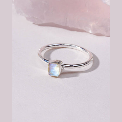 Sterling Silver Shine On Moonstone Ring- Size's 5-9