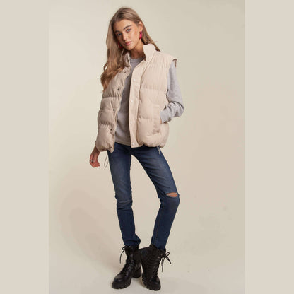 Button Down Courdoroy Puff Vest