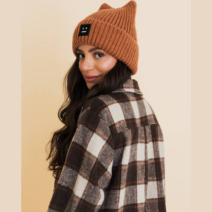 Chill Vibes Soft Ribbed Square Top Beanie