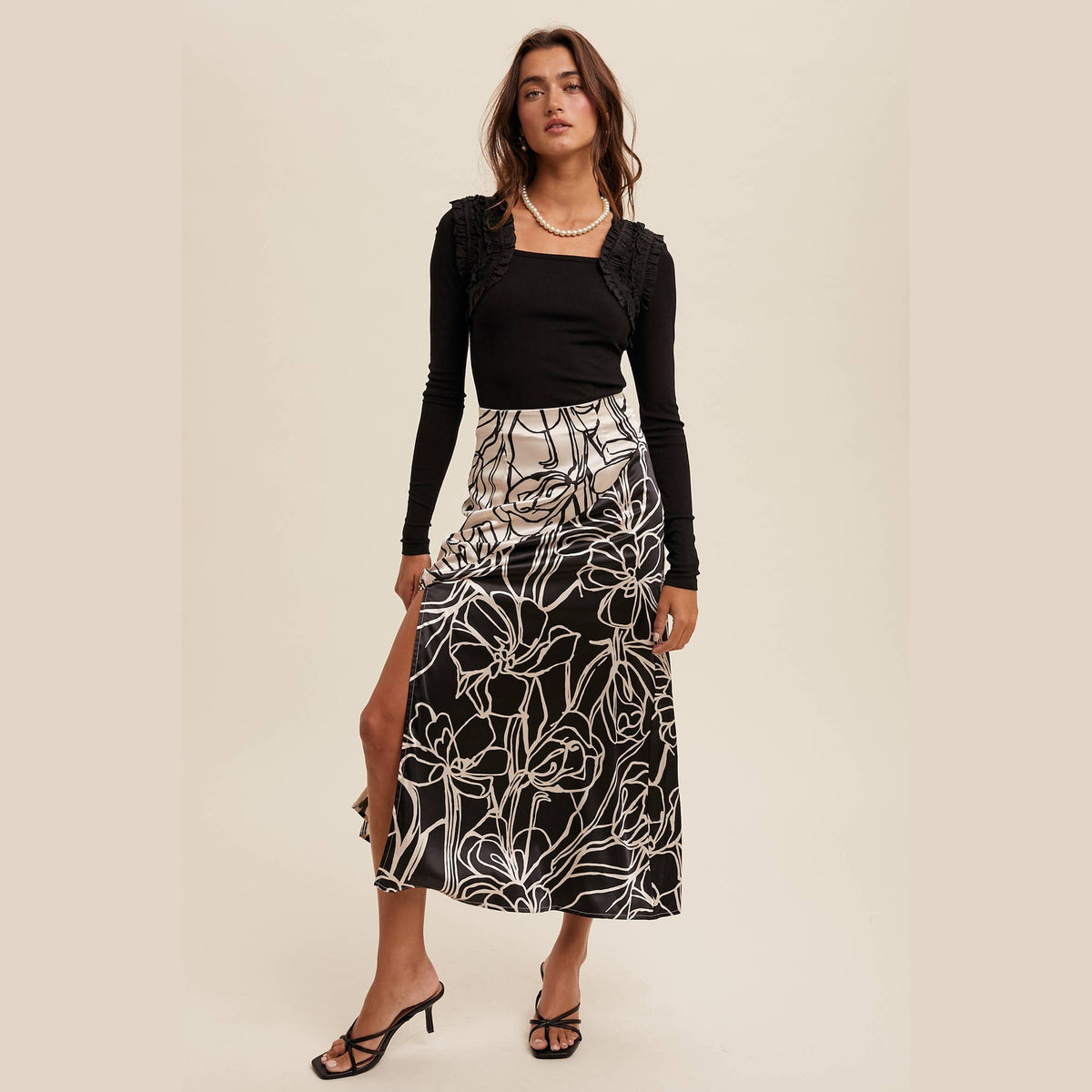 Square Neck Ruffle Accent Top - The Feral Market