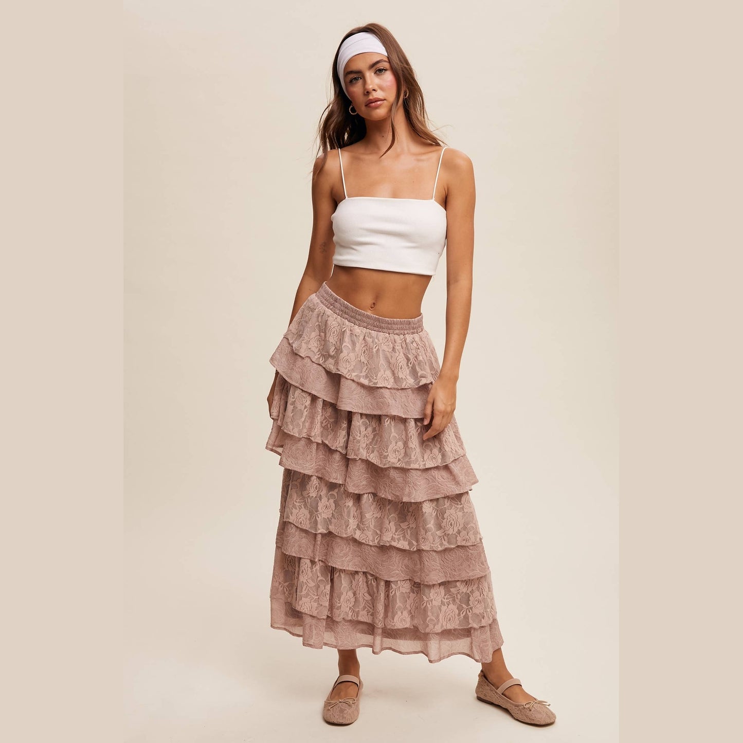 Lace Tiered Maxi Skirt