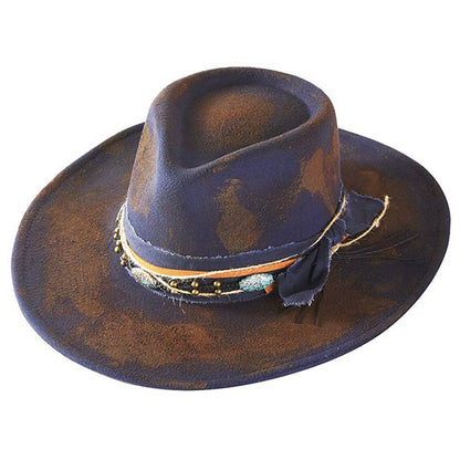 Vintage Versatile Shapeable Cowgirl & Fedora Hat With Distre