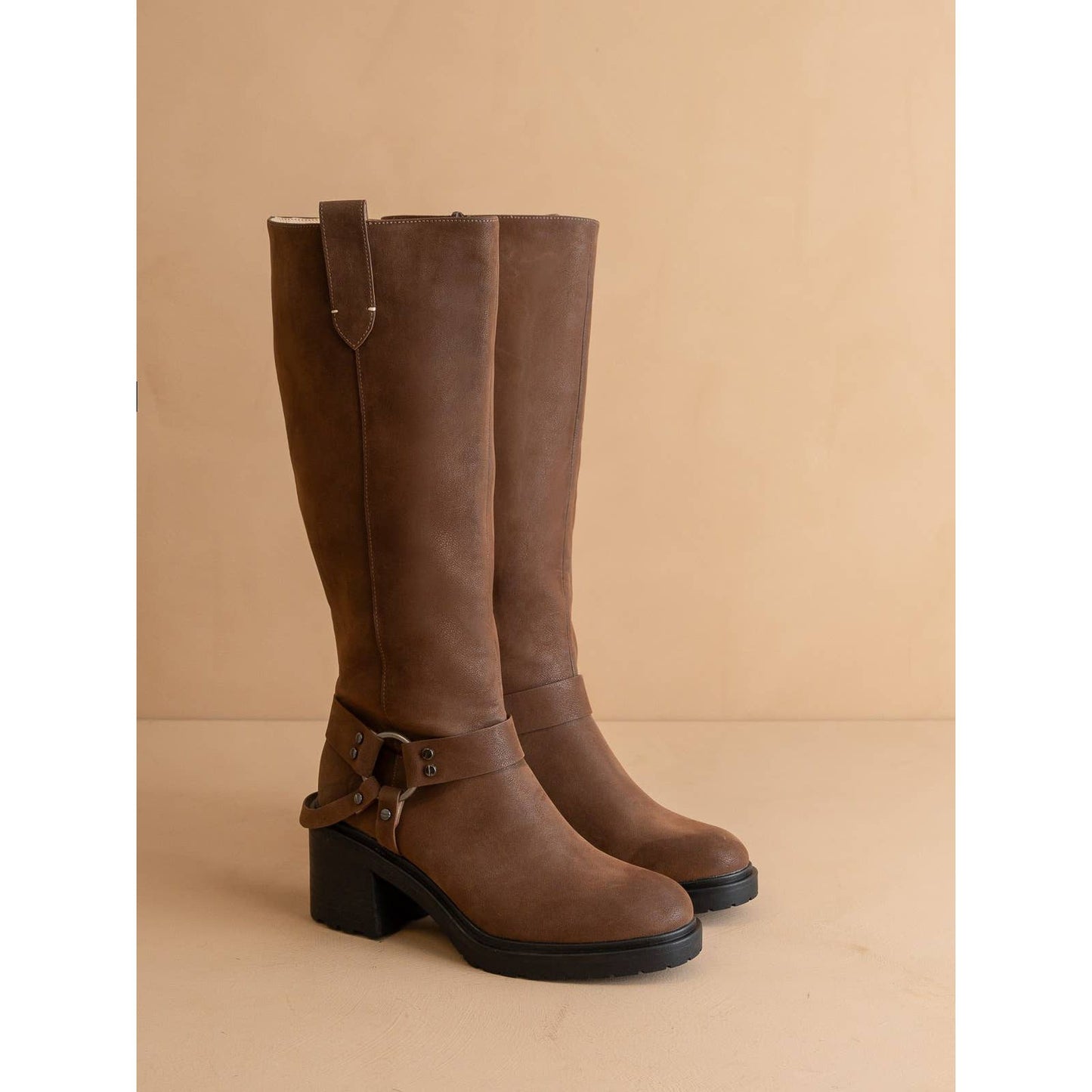 The Leanne | Coffee Moto Knee High Boot