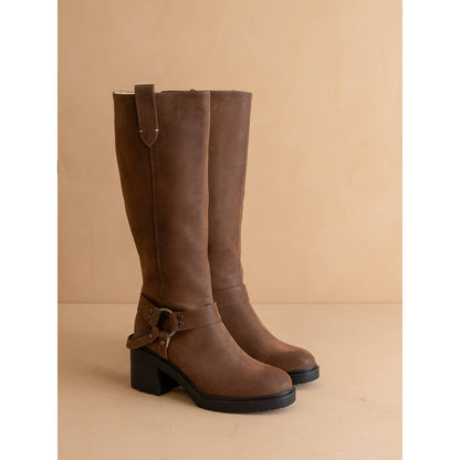 The Leanne | Coffee Moto Knee High Boot