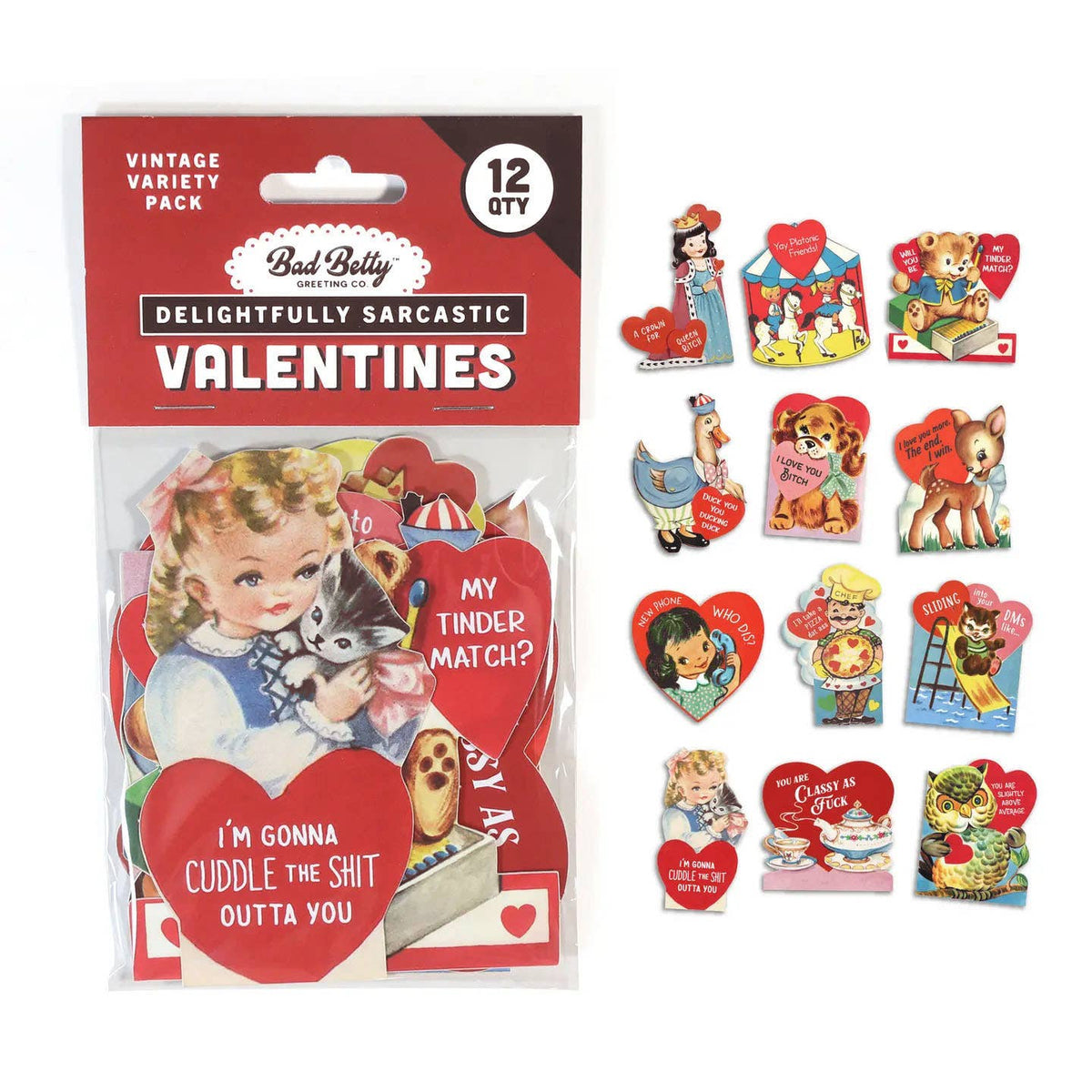Set of 12 Funny Vintage Valentine's Day Cards - The Feral Market