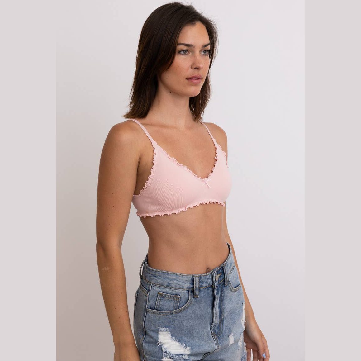 Seamless Lettuce Edge Bow Tie Triangle Bralette